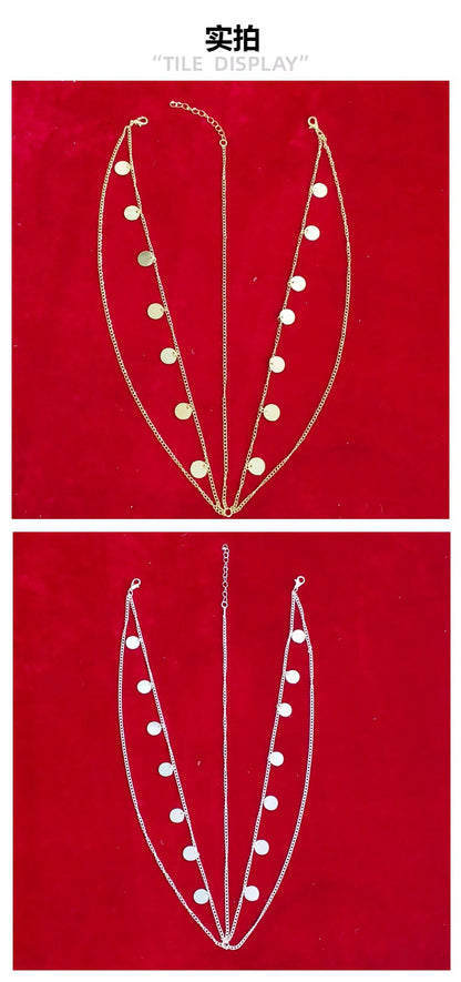 European and American new bohemian wafer layered hair chain female wedding jewelry multi-layer personalized Gypsy sequined head chain