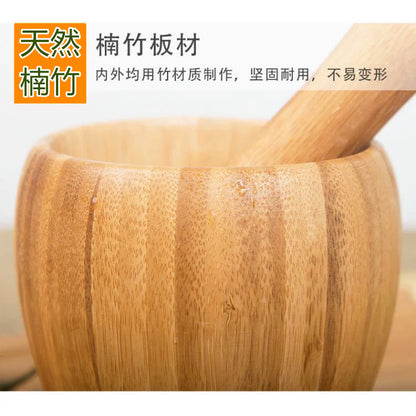 Garlic Mashing Pot Garlic Mashing Pot Mortar Mashing Garlic Mashing Pot Household Garlic Pot Mashing Pot Press Garlic Stick Spicy Bamboo and Wood