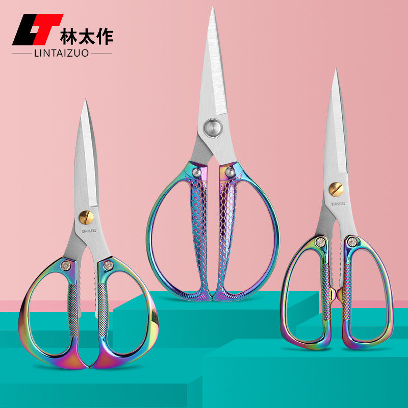 Lin Tai's Stainless Steel K82K26 Scissors Multifunctional Strong Alloy Scissors with Titanium-Plated Handle for Professional Use