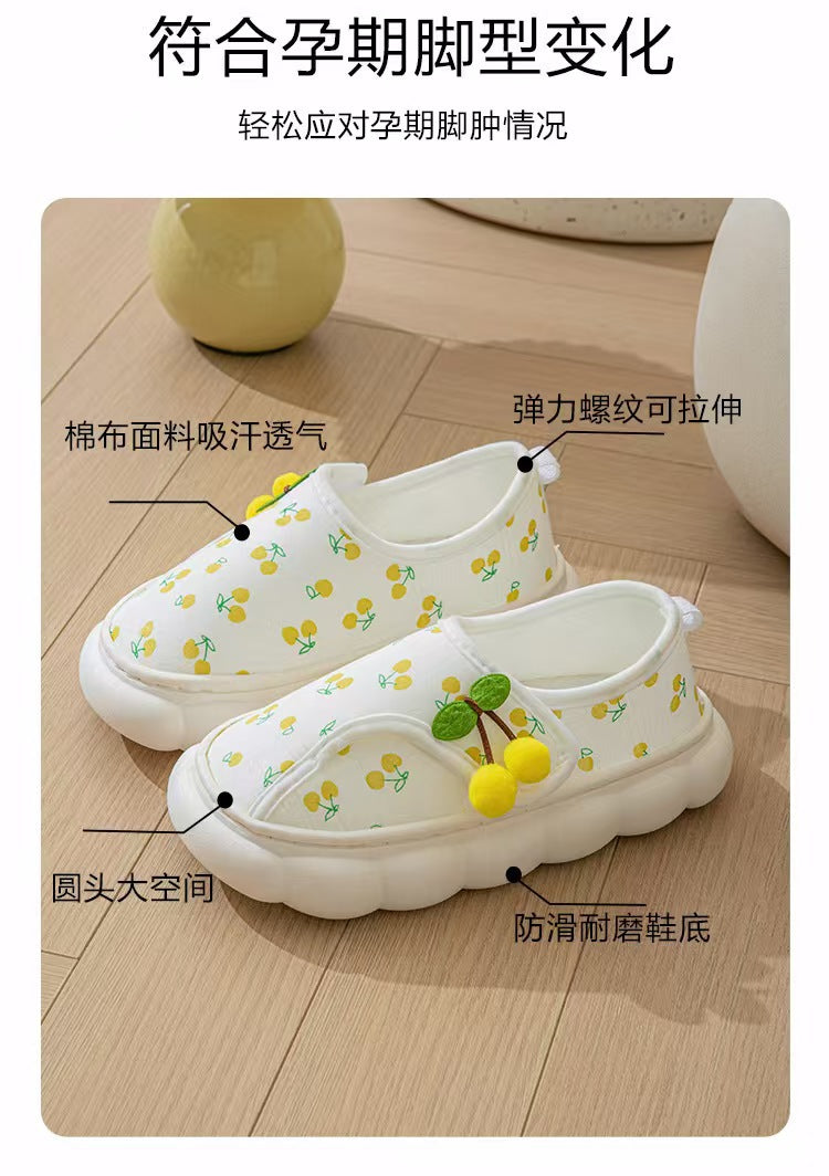25 Maternity Postpartum Shoes for Summer, Comfortable Thin Style, Closed-Back Slippers for Postpartum Women, Non-Slip Thick-Soled Soft-Soled Cotton Shoes with Tassels
