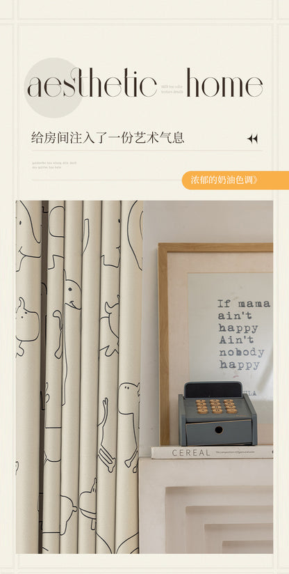Children's Curtains with Digital Printing on Black Gold Base Fabric, Light Luxury Style for Bedroom and Living Room, Thickened New Model, Shaoxing Curtains, Blackout Wholesale