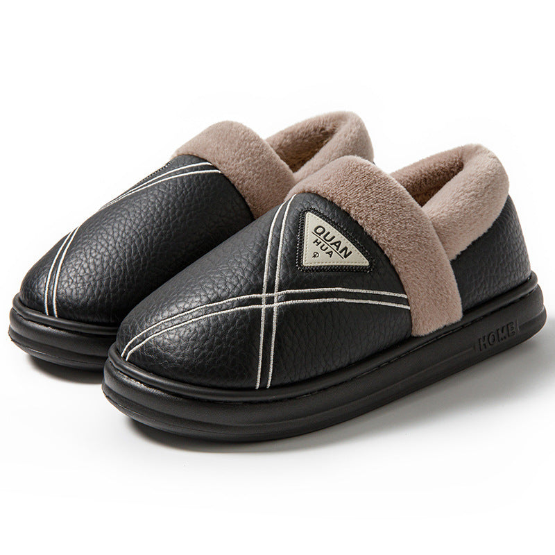 Plus Size 4647 Cotton Slippers for Men Waterproof Winter Indoor Home Non-Slip Warm Fleece-Lined Thickeneded Couple Cotton Shoes for Women