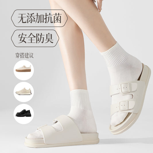[New] 100 cotton socks for children in autumn cotton antibacterial deodorant small white boneless ladies socks by PDG ibma