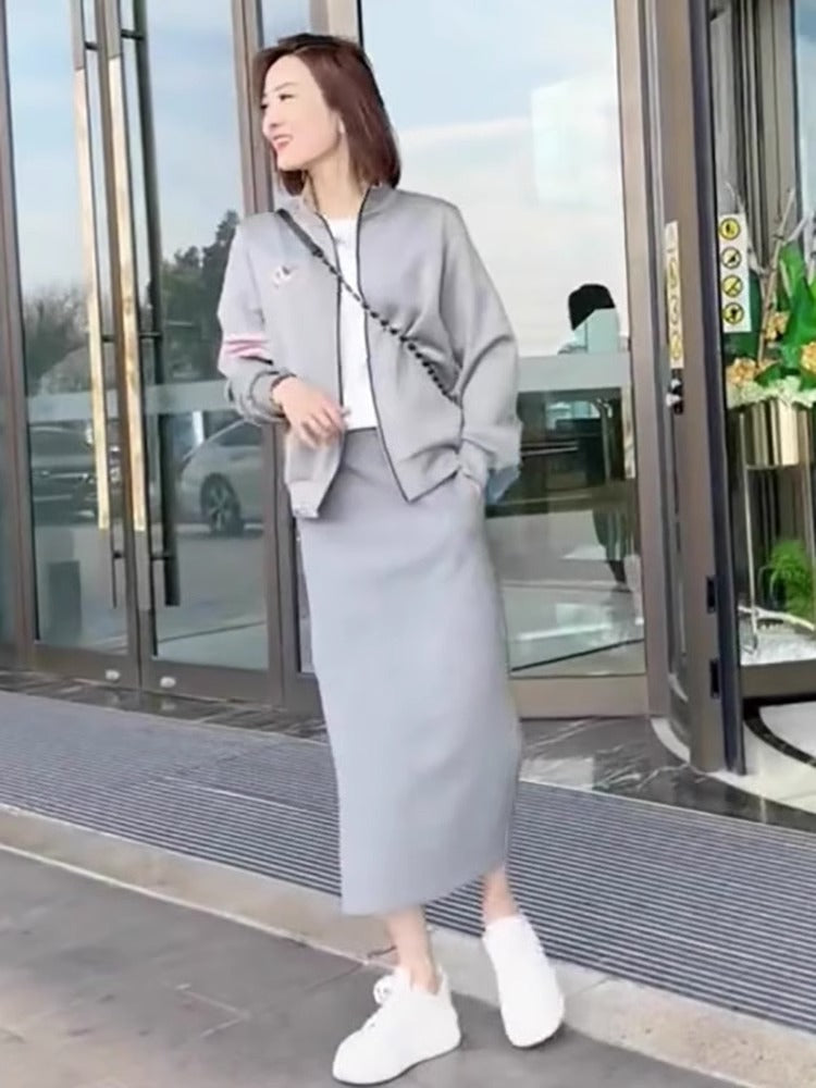 Spring Women's Shenzhen Nanyou New High-end Sense Fried Street Sweatshirt Dress Slim-fit Hip Skirt Two-piece Dress
