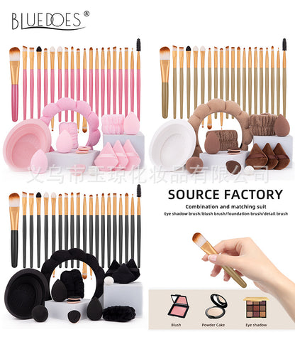 Cross-border explosions makeup brush suit 33-piece set beauty egg powder puff super soft eye shadow brush foundation brush beauty wholesale