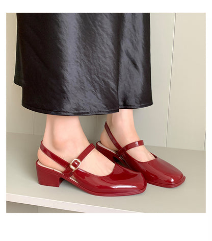 Southeast Asia New Style Baotou Wedge Buckle Fashion All-match Mary Jane Thick Heel Shallow Mouth Shoes for Women Summer