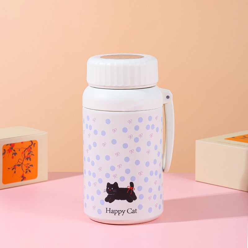 Cartoon cute high-value large-capacity new thermos stainless steel outdoor sports portable rope coffee cup