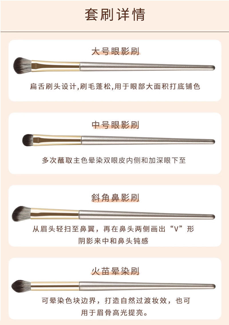 New Makeup Brush Set of 15 Gold-Plated Brushes, Complete Set of Soft-Bristled Eye Shadow Brushes, Ready for Makeup Application