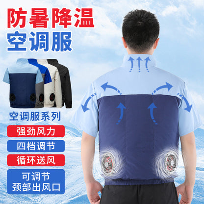 Cross-border New Smart Air-conditioning Clothing Jacket Clothes with Fan Outdoor Work Uniform Labor Protection Duty Fan Clothing