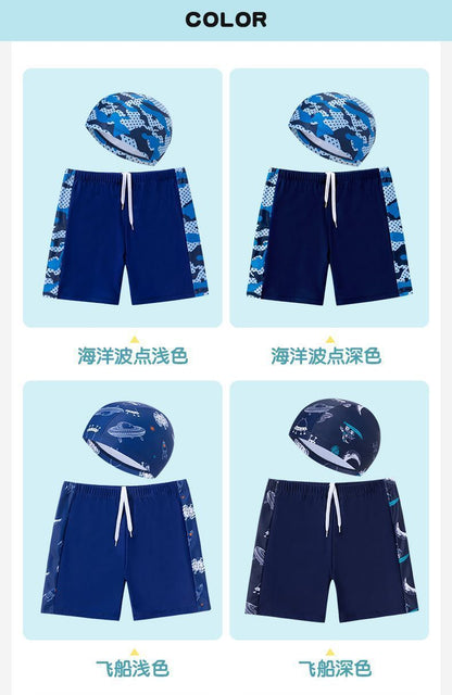 Children's swimming trunks boys swimming trunks boxer small and medium-sized children's swimsuit fat treasure training quick-drying swimsuit suit wholesale