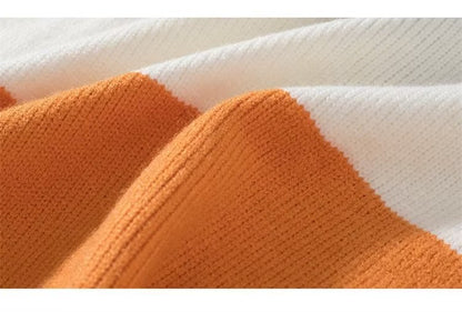 2023 autumn and winter new men's striped sweater men's casual trendy bottoming shirt color matching pullover trendy brand sweater men