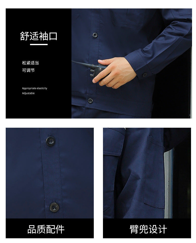 Pure Cotton Thin Summer Long Work Clothes Suit Wear-Resistant, Breathable and Sweat-Absorbent Welder Shipyard Factory Workshop Suit