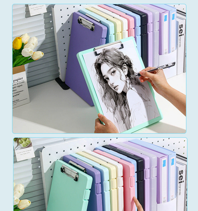 Plastic board folder file box copy writing board storage box A4 data box PP transparent office supplies finishing box