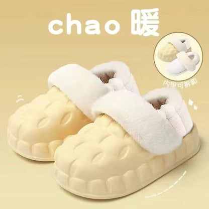 Women's Winter Cotton Slippers with a Stepping-On-Clouds Feel, Trendy Casual Closed-Toe Indoor Waterproof Warm Thick-Soled Cotton Slippers for Women