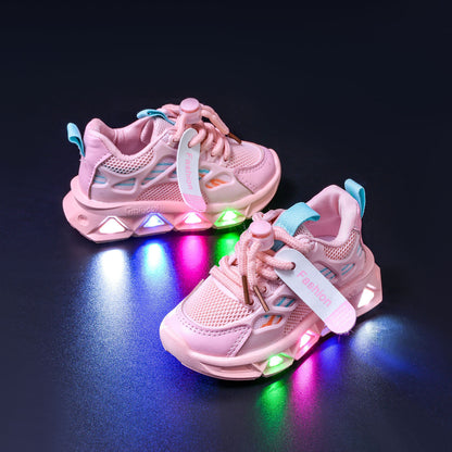 Light-Up Children's Shoes 2025 Spring & Fall New Led Light-Up Soft-Soled Sports Shoes for Small and Medium-Sized Children Women's Fashionable Casual Dad Shoes