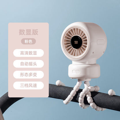 Cross-border stroller octopus mini fan outdoor silent large air volume shaking head can be handheld USB charging