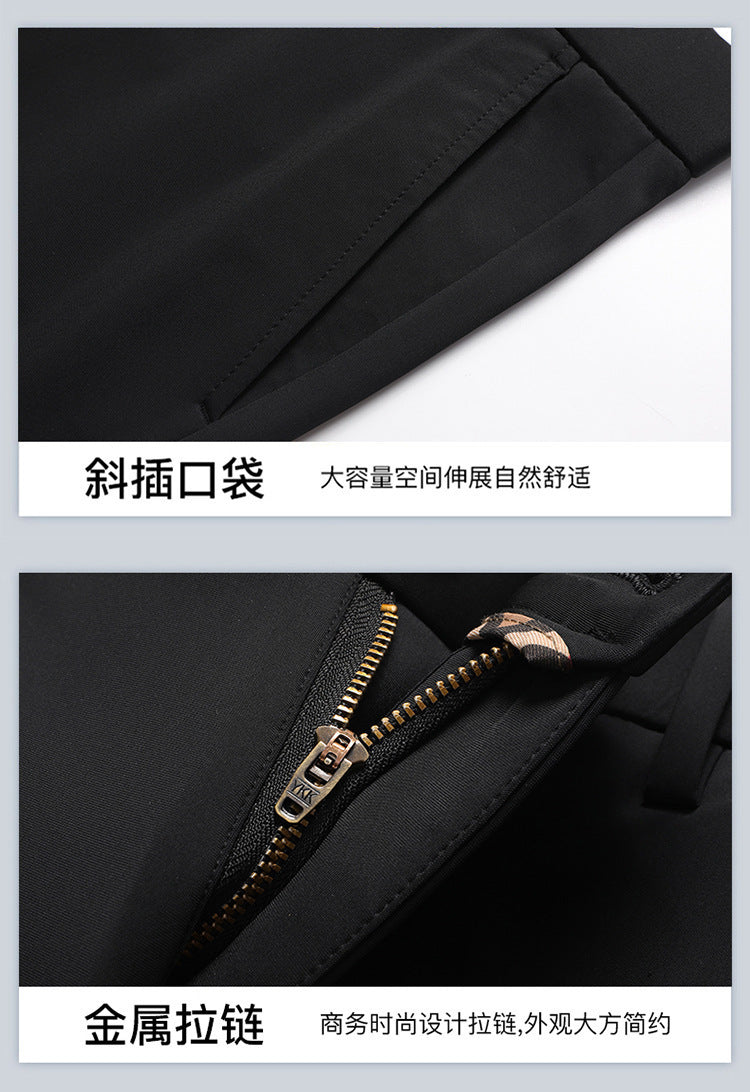 Wholesale Tiger Head Embroidered Stretch Pants Men's Casual Long Pants Men's Black Thin Straight Business Dress Pants