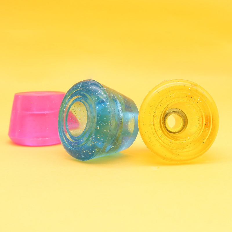 Double-row skates high elastic wear-resistant PU brake head four-wheel roller skates point ice roller skates brake accessories