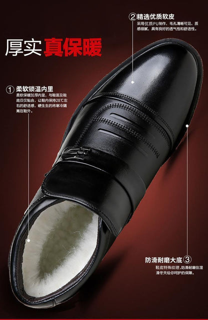 Men's cotton-padded shoes fleece-lined warm versatile business casual leather cowhide cotton-padded shoes non-slip dad snow boots