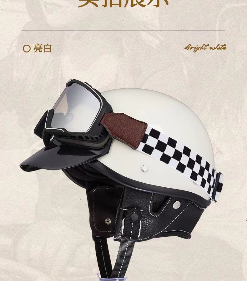 Retro Helmet Motorcycle Half Helmet 3C National Standard Summer Women's Men's Motorcycle Helmet Electric Vehicle Japanese Safety Helmet