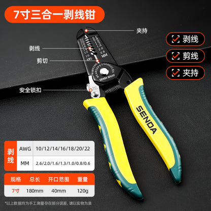 Wire Stripping Pliers, Electrician's Special Tools, Multi-Functional Pliers, Wire Cutting and Stripping Artifact, Universal Wire and Cable Scissors