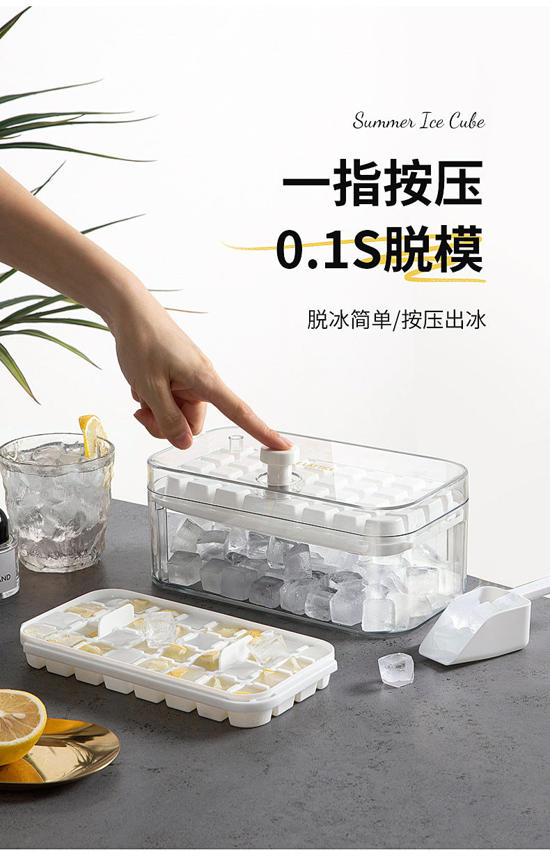 Press Ice Tray Ice Cube Mold Household Ice Box Storage Frozen Ice Cube Model Household Easy-Release Quick-Frozen Artifact