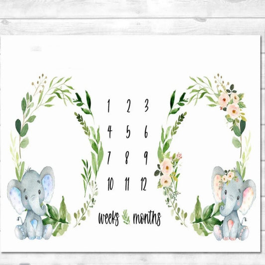 Twins Milestone Photography Blanket Flannel Blanket with Frame Baby Photo Blanket Baby Growth Memorial Blanket by PDG ibma