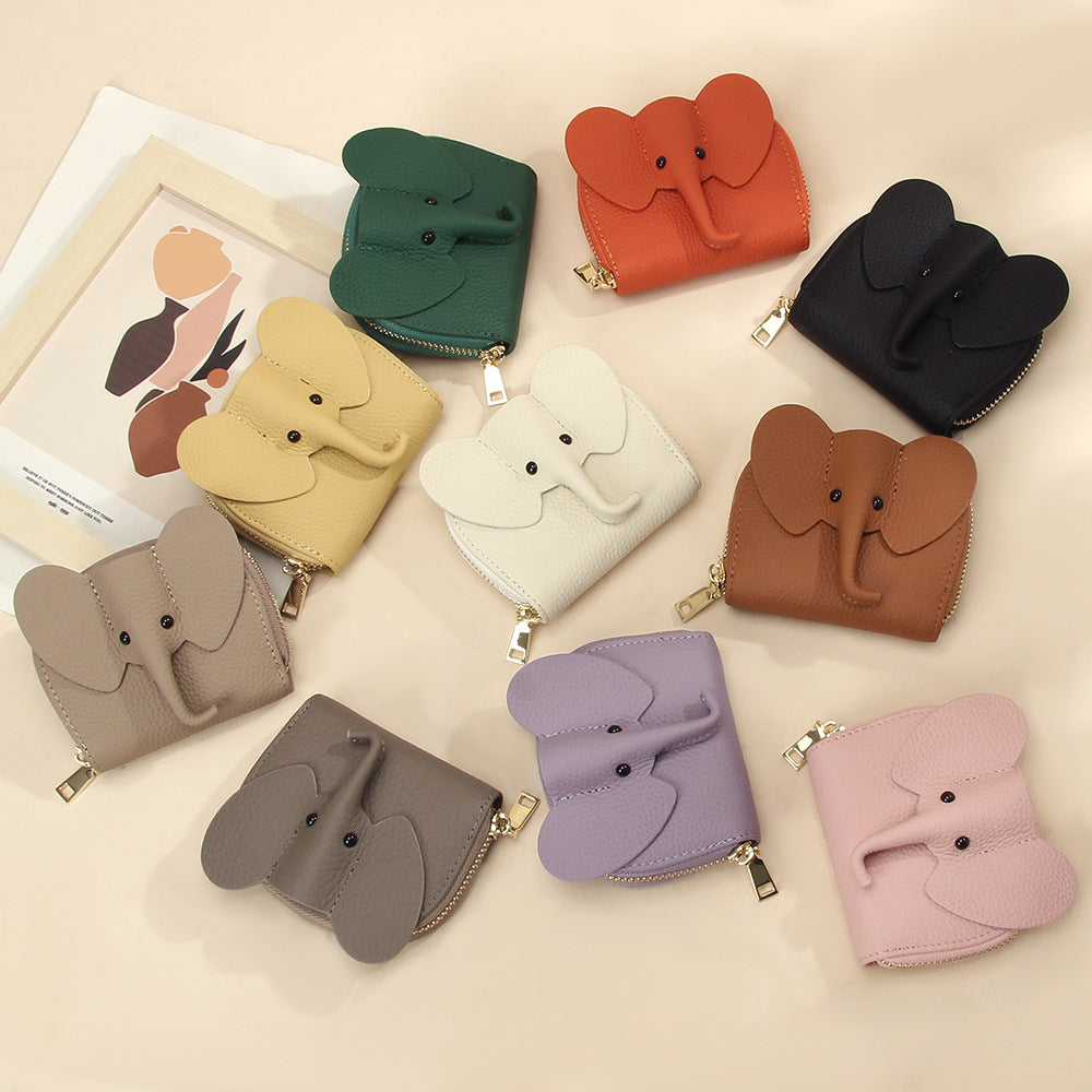 First Layer Cowhide Zipper Small Wallet Korean Style Simple Mini Keychain Coin Storage Bag Genuine Leather Coin Purse for Women
