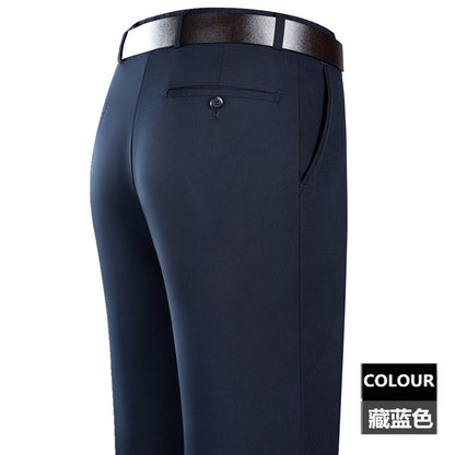 2025 New Summer Thin Mulberry Silk Middle-Aged Business Casual Straight Loose Wrinkle-Free Men's Pants