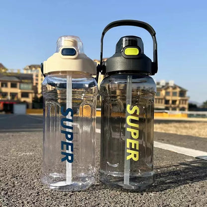 Large-Capacity Sports Water Cup Internet Celebrity Fitness High-Temperature-Resistant Plastic Cup Extra-Large Water Kettle Portable Straw Cup