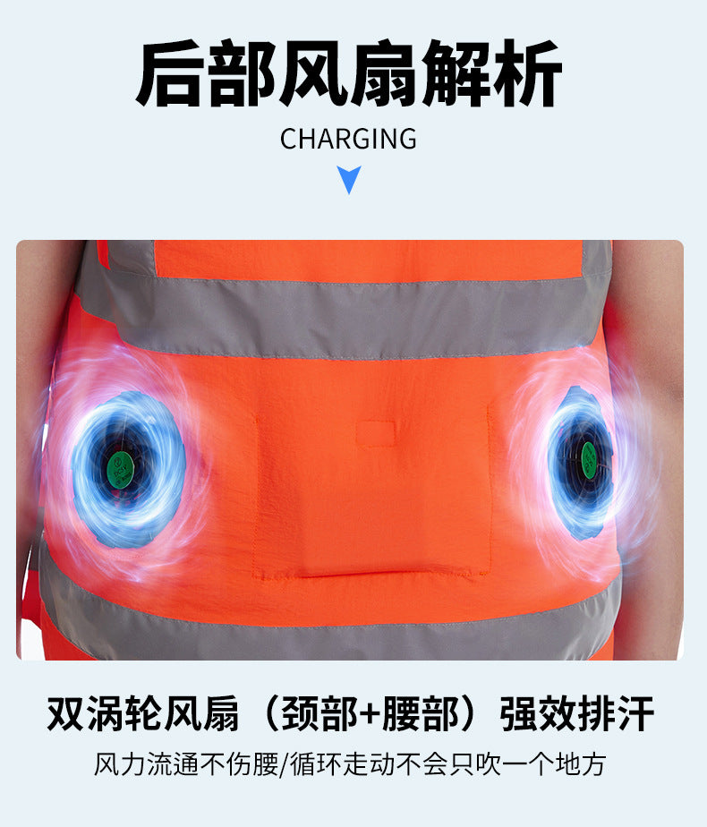 New Summer Fan Clothes Construction Site Cooling Air-Conditioning Clothes Outdoor Reflective Strip Air-Conditioning Clothes Men's Style with Fan