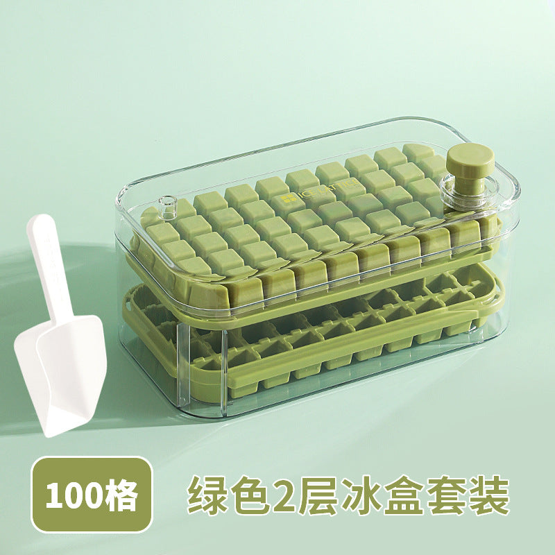 Ice Cube Mold Food Grade Household Pressed Ice Tray Large Capacity Ice Cube Storage Box Refrigerator Homemade Frozen Ice Artifact