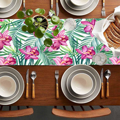 Cross-border New Orchid Table Flag Amazon Digital Printing Home Fabric Decorative Tablecloth Linen Tablecloth Cushion Tea Flag