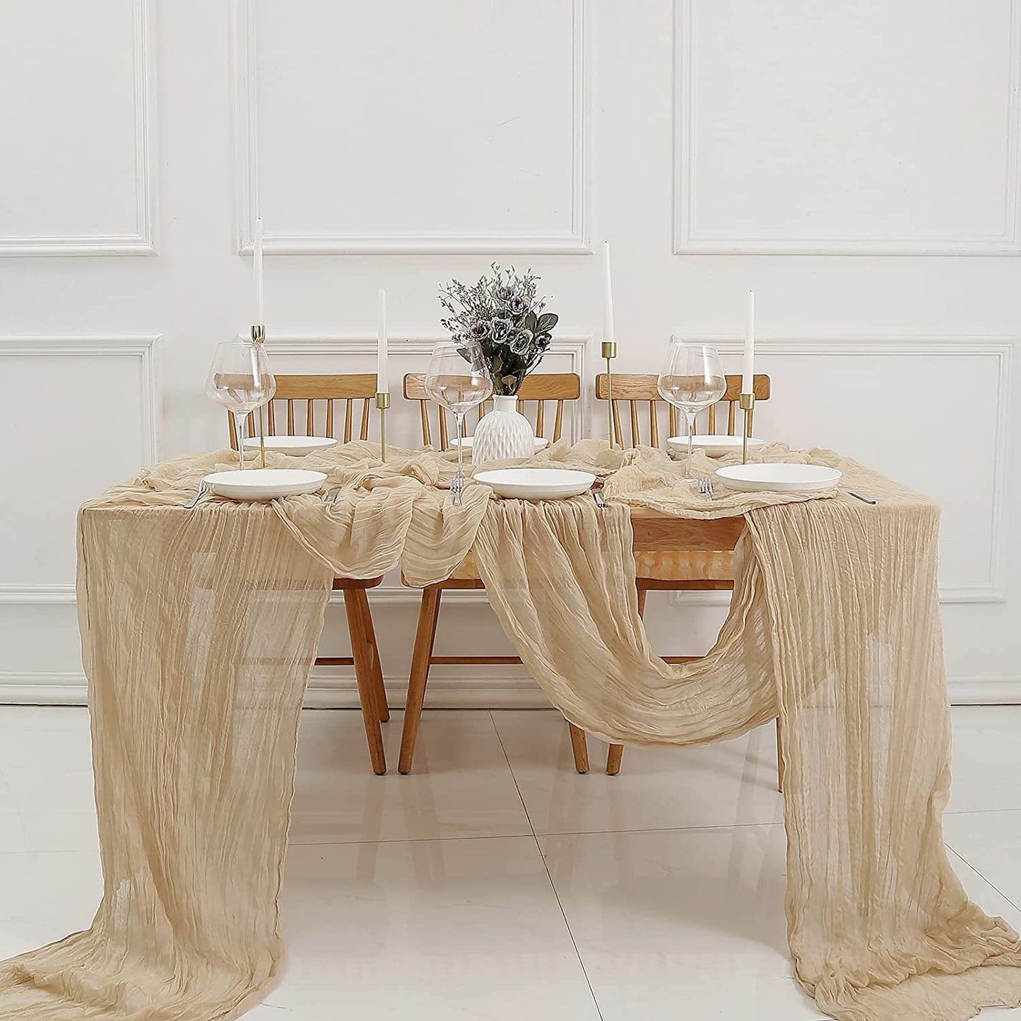 Bali Crepe Table Flag Foreign Trade Western Tablecloth Light Luxury High-End Wedding Party Decoration Pleated Table Flag Wholesale