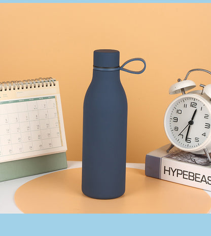 Cross-border American Style Sports Water Cup with Handle Outdoor Thermos 304 Stainless Steel Small Mouth Bottle Sports Frosted Water Bottle