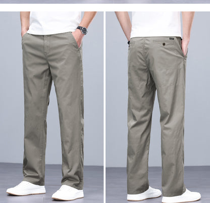 Binhaolu Men's Clothing High-End Pure Cotton Casual Pants for Men, Autumn and Winter Style with Fleece, New Business Style Men's Pants in Navy Blue