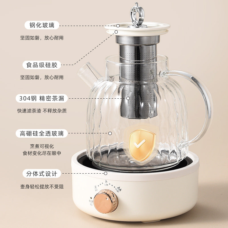 All-Glass Health Pot Multi-Functional Home Office New Insulated Tea Boiler Water Kettle Flower Teapot 110V