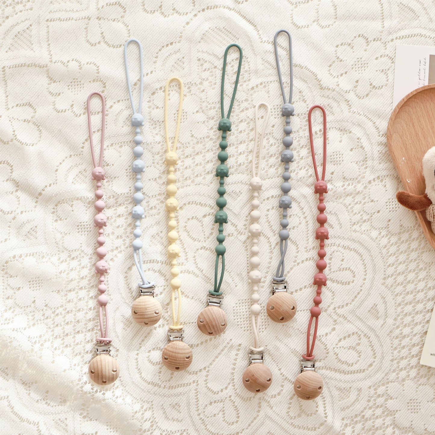 Ins Nordic Style New Plastic Clip Silicone Chain Baby Toy Grinding Stick Tooth Gum Silicone Chain Nipple Anti-losing Rope