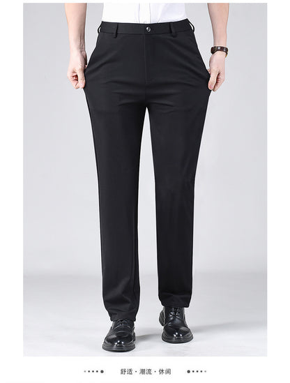Live popular Tiger head summer thin men's casual pants men's straight business dad suit pants men's stretch long pants