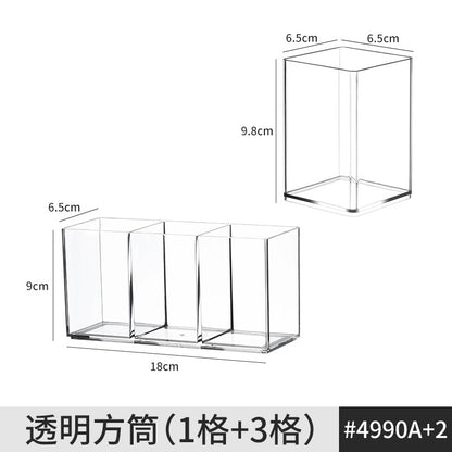[Multiple Specifications] Transparent Square Storage Tube Detachable Cosmetics Organizer Box Cosmetics Storage Rack Mi Mu