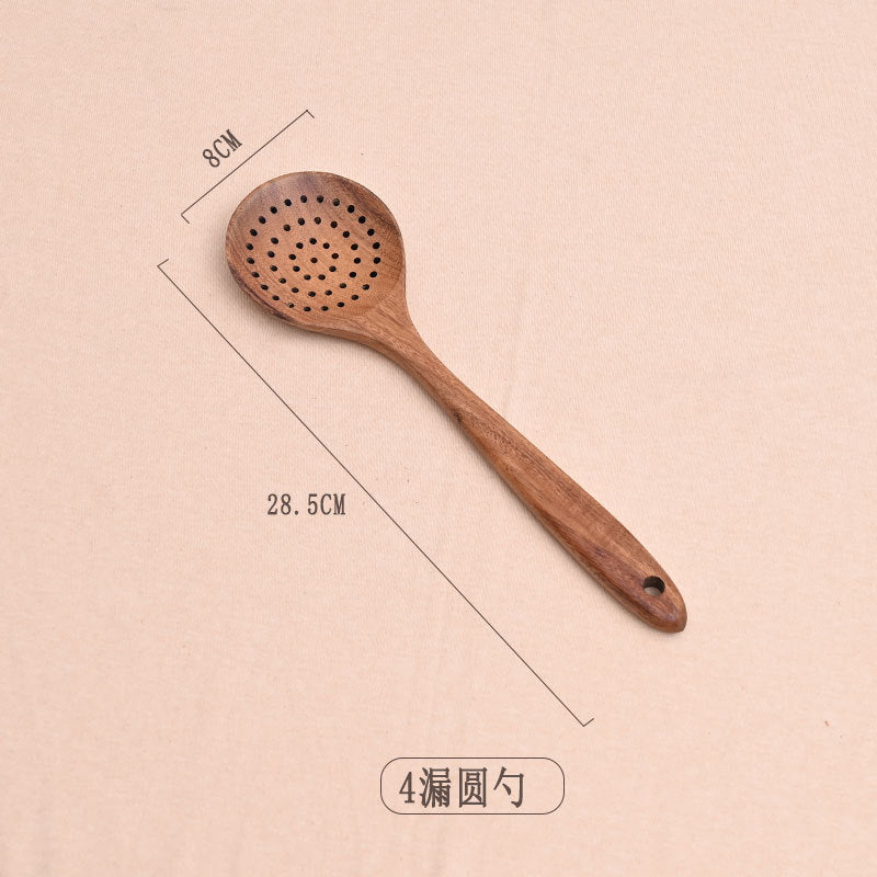 Paint-free Wax-free Wooden Cooking Spoon Shovel suit Kitchenware Long Handle Non-stick Pan Stir-frying Shovel Wooden Acacia Soup Spoon