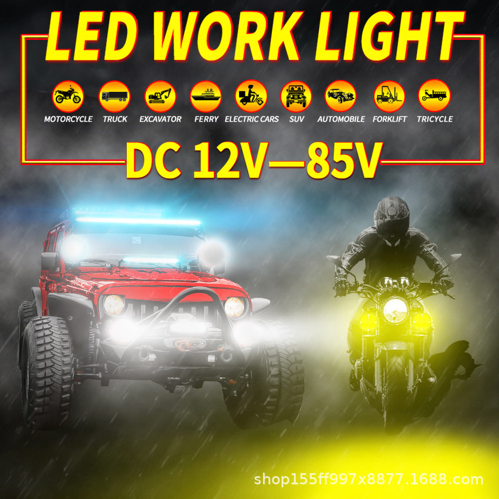 Cross-Border Motorcycle Led White and Yellow Double Low Beam Big Face Cat External Electric Vehicle Spotlight Headlight Modification