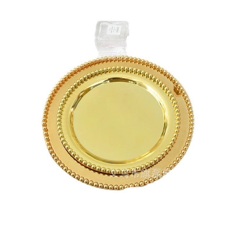 European High-End Metal Round Tray Fruit Cake Plate Baking Afternoon Tea Party Ktv Wedding Table Supplies
