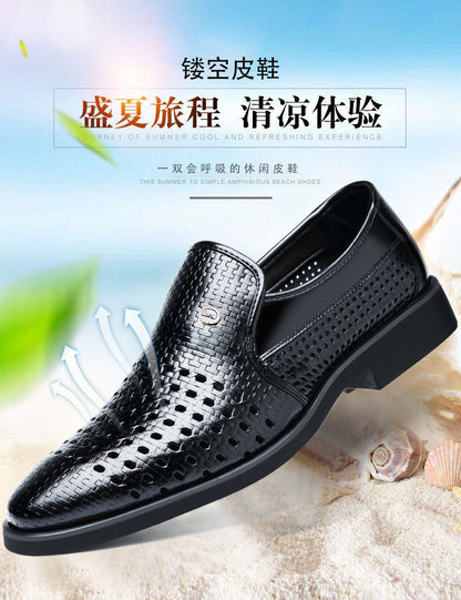 Ba Totem Summer Men's Shoes Genuine Leather Hollow Breathable Leather Shoes Men's Shoes Men's Korean Fashionable Business Dress Shoes Men's