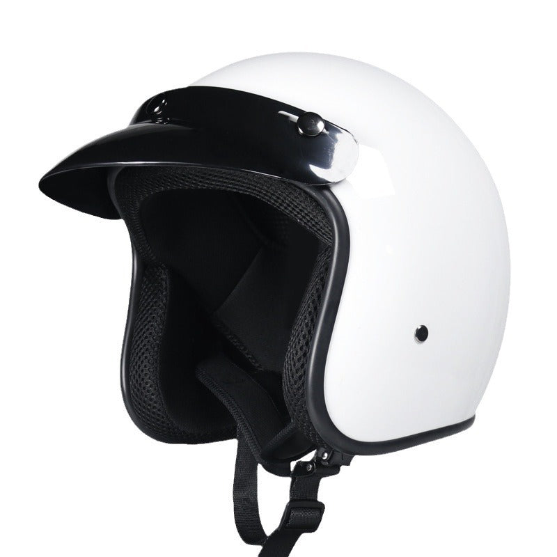 Cross-border retro helmet personality men's and women's leather helmet electric car helmet 3/4 summer helmet half helmet scooter four seasons universal
