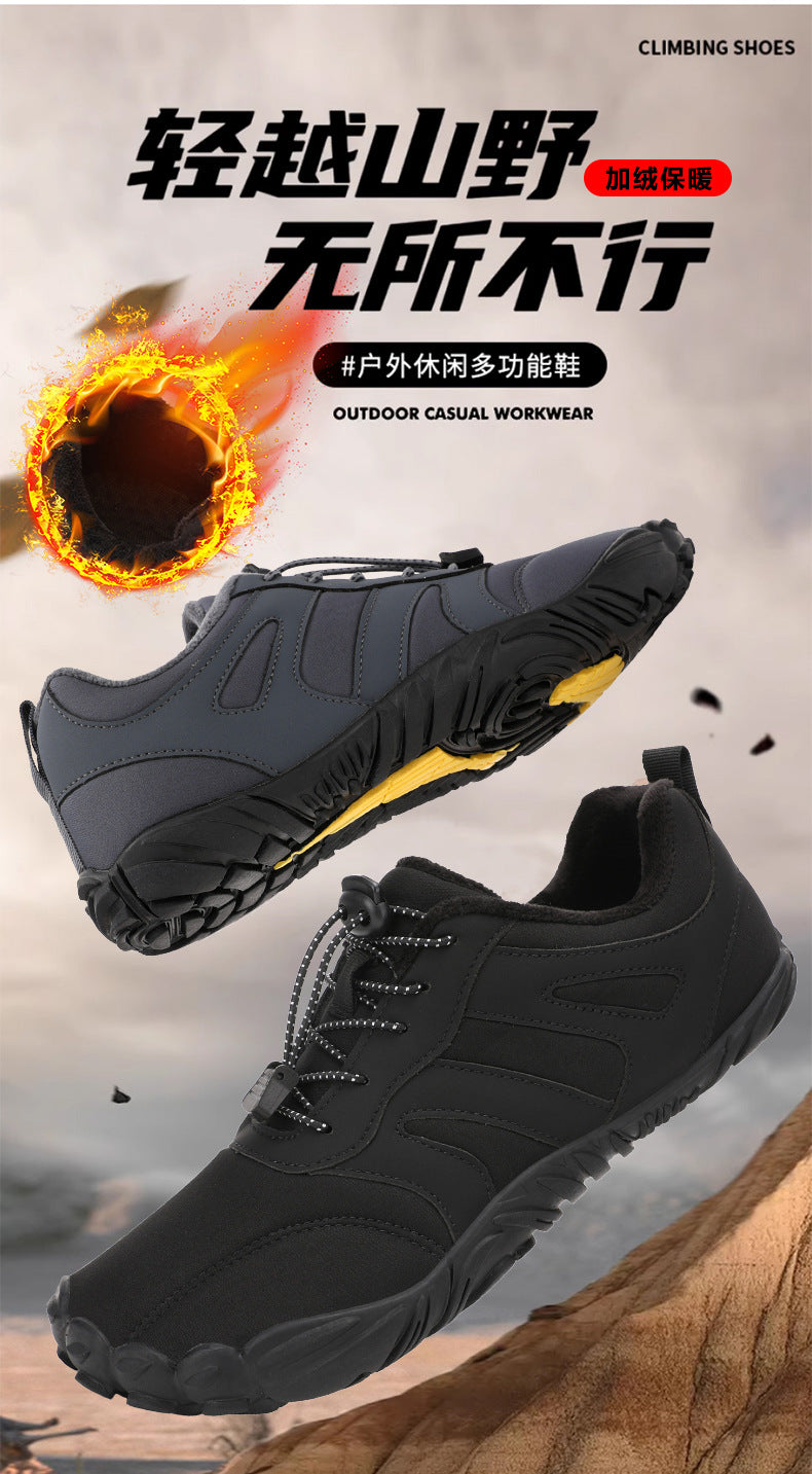 Outdoor Snow Boots, Home Cross-Border Winter New Style, Non-Slip Short Style, Fleece-Lined Warm Cotton Shoes, Thick-Soled Barefoot Five-Toe Shoes