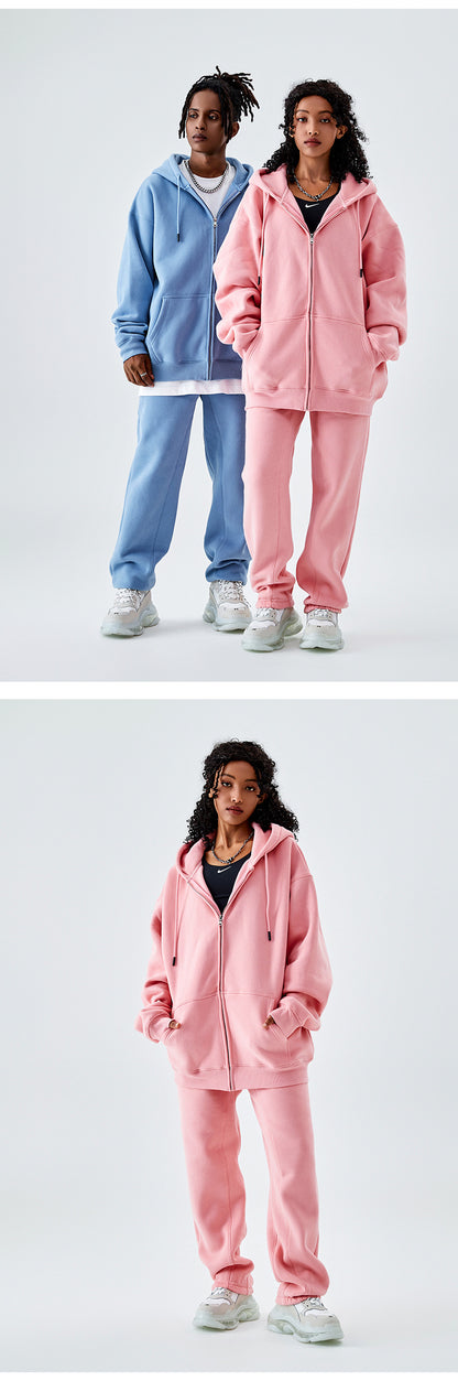 Tilani Men's Sweatshirt Cross-Border Casual Sports Suit Fashionable Pure Color Sweatshirt for Men and Women Simple Zipper Hoodie