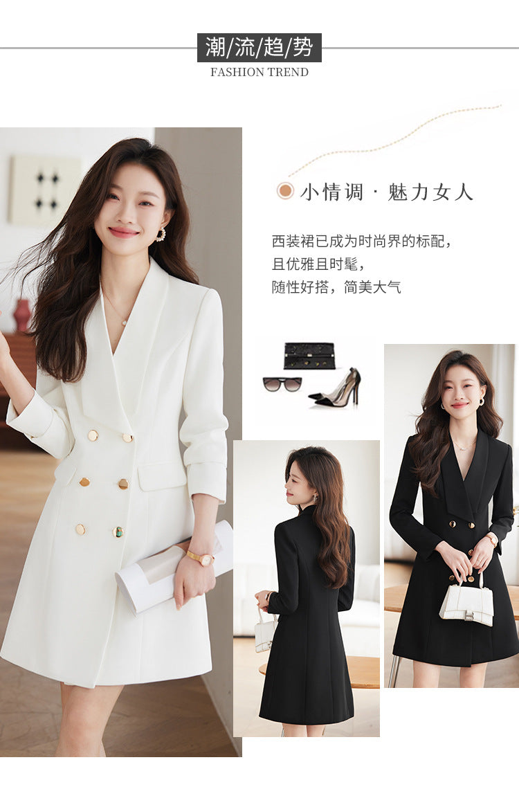 French Hepburn Style Small Black Dress High Sense High Cold Royal Sister Fried Street Small Fragrance Style Pleated Professional Suit dress Summer