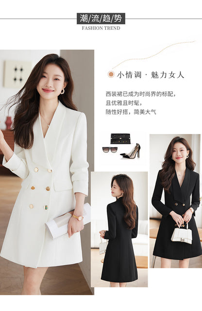 French Hepburn Style Small Black Dress High Sense High Cold Royal Sister Fried Street Small Fragrance Style Pleated Professional Suit dress Summer