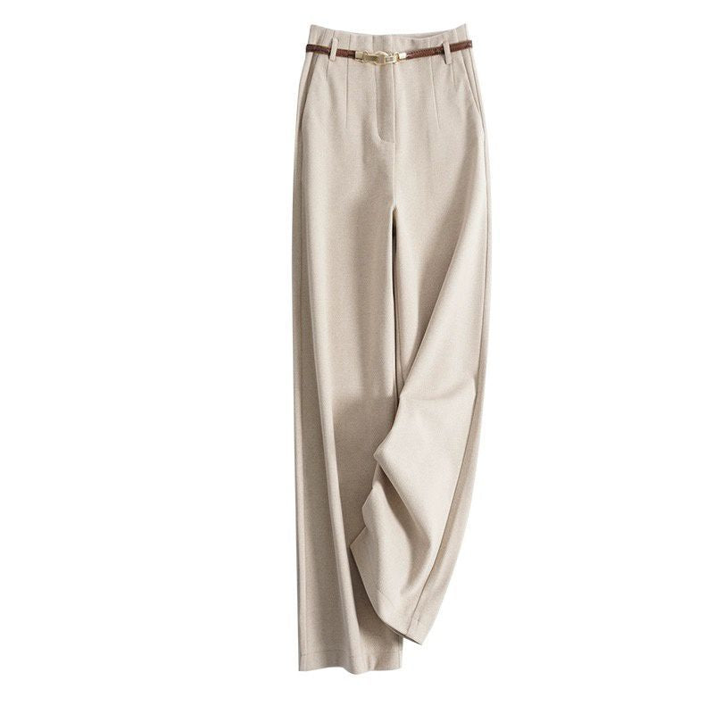 Lazy Style Woolen Pants for Women, New Autumn and Winter Wide-Leg Pants, Long Straight-Leg Pants, Thickened Woolen Casual Pants for Women